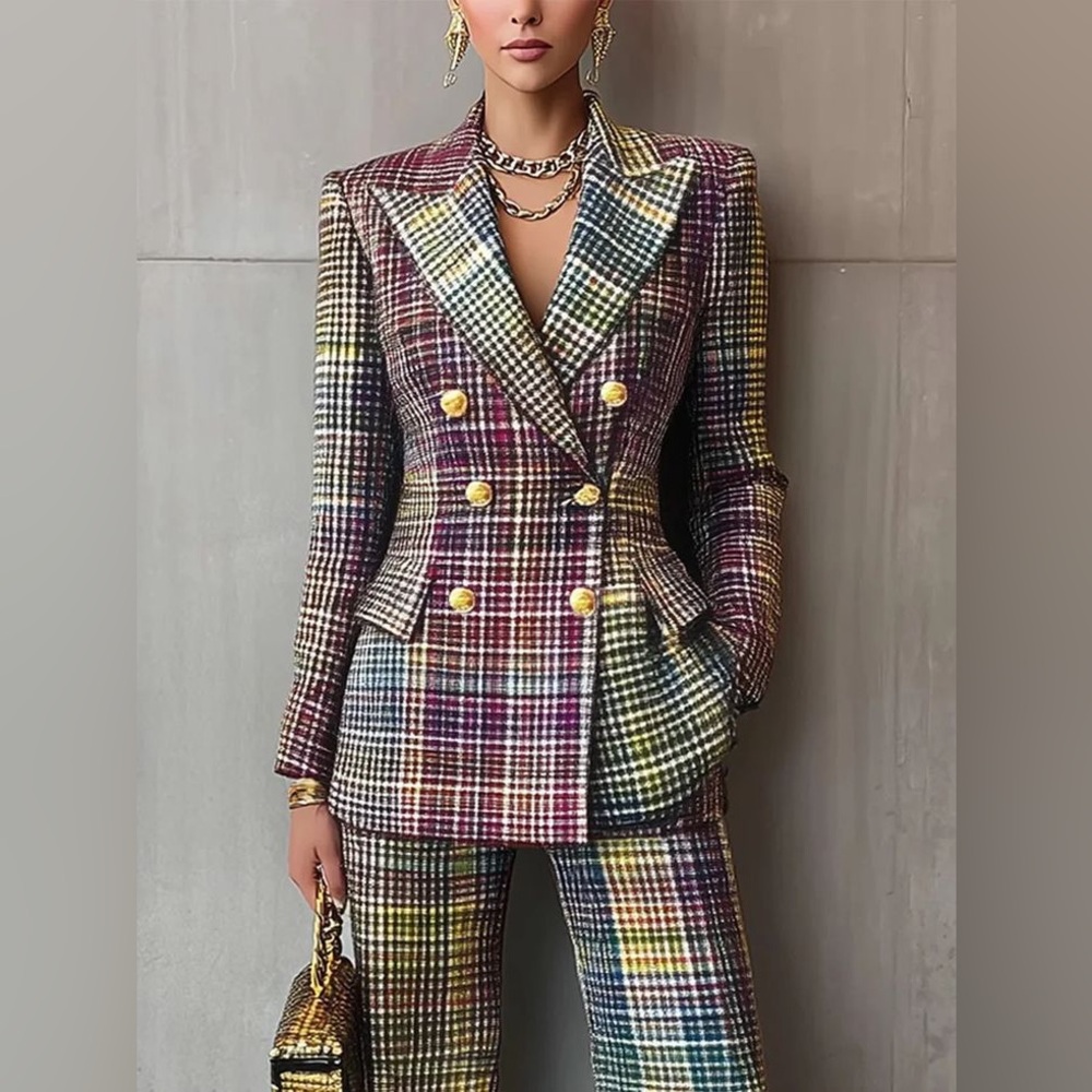 STYLEWE Vibrant Plaid Women's Pantsuit